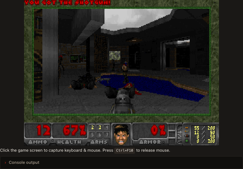 Freedoom running in a browser tab via ExeBrowser