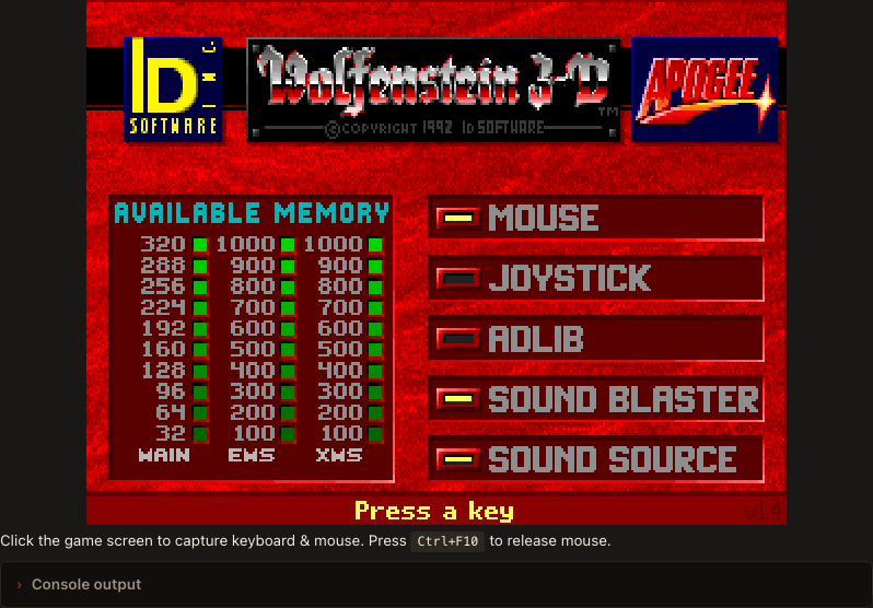 Wolfenstein 3D running in a browser tab via ExeBrowser